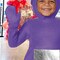 Toddler Teletubbies Purple Tinky-Winky Costume Polyester Outfit with Hood & Mittens